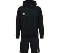 hummel Mover Cotton Hoodie Set - Sudadera con capucha unisex con bolsillo delantero y pantalones cortos con cordón, agradable calidad de algodón, ropa informal para entrenamiento y deportiva, color