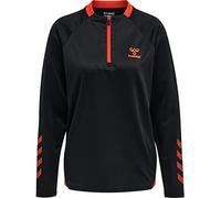 hummel Women's hmlGG12 Action Half Zip - Sudadera para Mujer (Talla L), Color Negro y Rojo