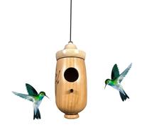 Humming Bird Houses - Cute Decorative Wooden Nesting Box with Rain Protection and Perch, Outdoor Hummingbird House for Garden Birds | Hanging Bird Shelter for Balcony Porch Patio Backyard Courtyard
