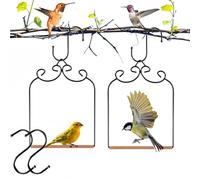Humming-Bird Swings and Percheing, with 2 Replacement Wooden Dowel or 2 Hanging Chain, Bird for Hanging Indoor, Outdoor, Trunk, Lawn, Patio, Garden (2 Sets of -B)