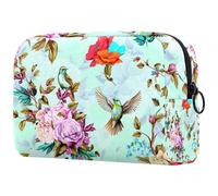 Humming Nightingale Birds with Lily Roses Poppy - Neceser para mujer, neceser de viaje, bolsa organizadora de maquillaje grande con cremallera, multicolor, 18.5x7.5x13cm/7.3x3x5.1in, Neceser