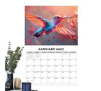 Hummingbird Calendar - 13-Month Wall Planner, 2026 Schedule Organizer | Bird Lovers Monthly Calendar For Home Office School Nursery Study Room Living Room Decor
