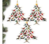 Hummingbird Christmas Ornament, 25 New Christmas Tree Decorations, Hummingbird Ornaments Indoor for Bird Lovers, Small Hanging Decorations for Home, Tree, Window & Tabletop (3 Pcs)