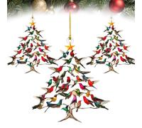 Hummingbird Christmas Ornament, 25 New Christmas Tree Decorations, Hummingbird Ornaments Indoor for Hummingbird Lover, Handmade Lightweight Holiday Decoration (3 Pcs)