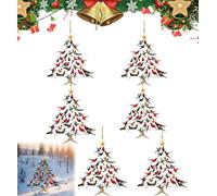 Hummingbird Christmas Ornament, 2D Lightweight Acrylic Colorful Hummingbird Decoration, Winter Bird Stacking Xmas Tree Hanging Decor for Indoor/Outdoor Home Windows Display