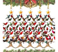 Hummingbird Christmas Ornament, Christmas Tree Hummingbird Ornament, 2D Acrylic Colorful Stack Hummingbirds Ornaments, for Bird Lovers, Christma, Halloween (5pcs)