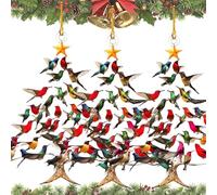 Hummingbird Christmas Ornament, Christmas Tree Hummingbird Ornament, 2D Acrylic Colorful Stack Hummingbirds Ornaments, for Bird Lovers, Christma, Halloween (3pcs)