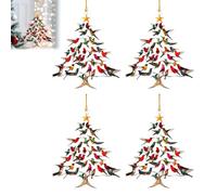 Hummingbird Christmas Ornament, Colorful Hummingbirds Tree Decor, Colorful Stack Bird Decor Indoor, Stacked Hummingbird Ornament for Christmas, Hummingbird Lovers (4 Pcs)