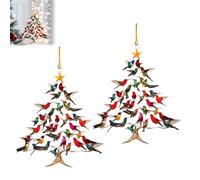 Hummingbird Christmas Ornament, Colorful Hummingbirds Tree Decor, Colorful Stack Bird Decor Indoor, Stacked Hummingbird Ornament for Christmas, Hummingbird Lovers (2 Pcs)
