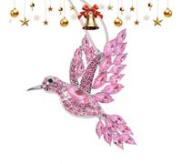 Hummingbird Christmas Ornament - Rhinestone Decor, Metal Hummingbird Pendant Ornament | Rhinestone Sparkling Bird Decoration for Christmas Tree, Window, Yard, Outdoor Decor for Mom, Women, Grandma, Bi