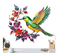 Hummingbird Decor - Colorful Metal Garden Wall Accent, Hanging Outdoor Ornament, Lightweight Decorative Sculpture | Weather Resistant Backyard Balcony Deck Door Corner Exterior Landscape Art