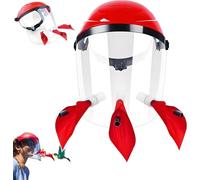 Hummingbird Feeder Hat Mask,Helmet-Style Hands-Free Design,3 Spill-Proof Ports & Adjustable Headband,Lightweight PVC Bird Feeder Cover for Outdoor & Parent-Child Birdwatching (Red)