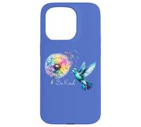Hummingbird Floral Dandelion Be Kind Art Flower Humming Bird Carcasa para iPhone 15 Pro