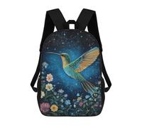 Hummingbird Garden Night Sky Mochilas Impresas En 3D Para Niños 17inch Mochilas De Moda Informales Para El Día A Día, Bolsas De Viaje, Mochilas Informales Para Exteriores Para Niños Y Niñas