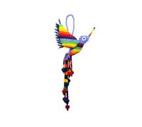 Hummingbird Hanging Figurine Ornament Czech Glass Seed Bead Fringe Tail Dangles - Handmade Gifts Spirit Animal Boho Accessories (Periwinkle/