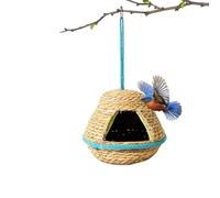 Hummingbird House - Hand Woven Hangable Nesting Bird House, Natural Bird Nest Shelter for Outdoor Garden Decor, Habitat for Conure Cockatiel Lovebird Canary Finch,4.7inch