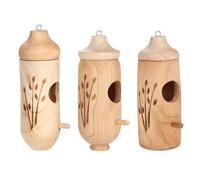 Hummingbird Houses, 3 x Garden Wooden Hatching Cave Hummingbird, 4,92 x 2,95 x 1,97 pulgadas, sombrero de pájaro para jardín, patio, balcón, porche, tronco de árbol, diseño natural