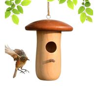 Hummingbird Houses, Cottage Nesting Shelter, 5.12x3.94x3.94 Inches Wooden Mushroom, Hangable Bird House, Cozy Animal Hut for Safe Breeding in Spring, Summer, Balcony, Yard, Garden