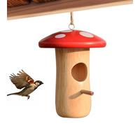 Hummingbird Houses, Nesting Bird House, Wooden Garden Hut, Mushroom Cottage Design, Natural Ventilation Structure, Compact Nesting Space, for Outdoor Yard Tree Balcony Use, 13 x 10 x 10 cm