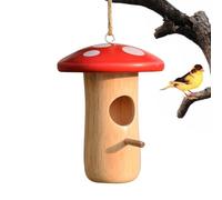 Hummingbird Houses Nesting, Hangable Bird House, 5,12 x 3,94 in Wooden Mushroom Cottage, Natural Shelter Structure, Weather Resistant Materials for Garden, Tree, Patio Yard, Balcony