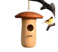 Hummingbird Houses Nesting, Hangable Bird House, 5,12 x 3,94 in Wooden Mushroom Cottage, Natural Shelter Structure, Weather Resistant Materials for Garden, Tree, Patio Yard, Balcony