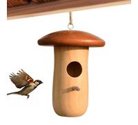 Hummingbird Houses Nesting, Hangable Bird House, Wooden Mushroom Cottage Animal Shelter, Tree Balcony Patio Decoración de Patio, Sombrero de jardín para patio al aire libre, 13 x 10 x 10 cm