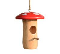 Hummingbird Houses Nesting, Hangable Bird Shelter, Wooden Mushroom Cottage, 5.12x3.94x3.94 Inches, Charming Garden Hut Design, Outdoor Yard, Tree, Patio, Balcony