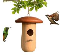 Hummingbird Houses, Wooden Mushroom Bird Cottage, 5,12 x 3,94 x 3,94 pulgadas, refugio de animales colgante, sombrero de jardín natural para árboles al aire libre, patios, patios, patios, balcony y