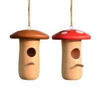 Hummingbird Nest, Bird Nesting Cottage, Mushroom Birdhouse, Weatherproof Wooden Shelter, Hanging Outdoor Decor, Garden Tree Patio Use, Outdoor Wooden, 5.12x3.94x3.94