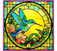 HUMMINGBIRD SEASIDE BEACH COTTAGE GARDEN STAINED GLASS ART DESIGN * SQUARE JOURNAL Notebook Diary Coastal Bird Watching Lover: ֍8x8 ... SHOWER FAVOR/BIRTHDAY/HOUSEWARMING GIFT