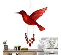 Hummingbird Wind Chimes - 2D Acrylic Bird Decor, Red Hummingbird Wind Chimes for Garden, Yard, Patio, Porch | Flat Red Acrylic Sun Catcher, Window Decoration, Gift for Mom, Dad, Women, Bird Lovers