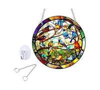 Hummingbird Window Sun Catcher, 20cm Acrylic Stained Glass Decoration, Colorful Light Catcher for Porch and Home