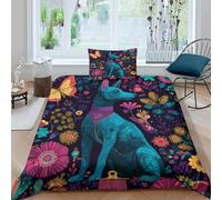 Hummingbirds and Butterflies Funda De Edredón 3D,Juego De Cama De Mexican Hairless Dog,y Fundas De Almohada Suave Transpirable Microfibra,3 Piezas para Niñas Y Niños Single（135x200cm）
