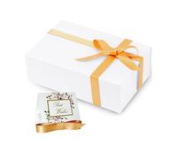 HummingBox Caja de regalo blanca de 9.5 x 6 x 3 pulgadas para mujeres y hombres con tapa magnética, cinta, tarjeta y caja de regalo de papel de embalaje con tapa para regalos y regalos en Navidad