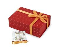 HummingBox Caja de regalo roja y dorada de 9.5 x 6 x 3 pulgadas para mujeres y hombres con tapa magnética, cinta, tarjeta y caja de regalo de papel de embalaje con tapa para regalos y regalos en