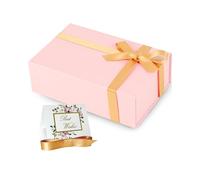 HummingBox Caja de regalo rosa pastel de 9.5 x 6 x 3 pulgadas para mujeres y hombres con tapa magnética, cinta, tarjeta y caja de regalo de papel de embalaje con tapa para regalos y regalos en Navidad