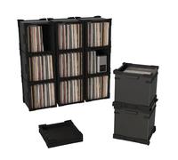 HumminGuru FlexiCube Caja para Guardar Discos de Vinilo: Organizador Apilable para Discos de 12 Pulgadas, con Capacidad para 70 LP | Estante Modular para Vinilos y Caja Plegable Resistente (3 cubos)
