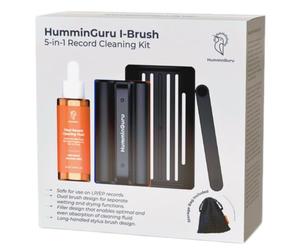 HumminGuru I-Brush - Kit de limpieza de discos de vinilo antiestático con almohadillas de terciopelo dobles, cepillo para discos de vinilo + solución de limpieza de discos sin alcohol + cepillo para
