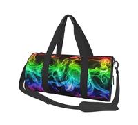 Humo Colorido Abstracto Negro, Bolsa de Viaje de Gran Capacidad, Bolso Redondo, Bolsa de Viaje Deportiva, Bolsa de Mano, Bolsa de Fitness