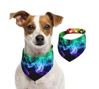 Humo Colorido Abstracto Negro,Pañuelos de algodón para Perros, Bufandas Ajustables para Mascotas,M