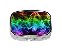 Humo colorido abstracto negro, Pastillero cuadrado para bolsillo o monedero, pequeño contenedor de pastillas, organizador de pastillas de viaje