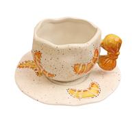 HUMOCHUSON Mug El Juego De Taza Y Platillo De Café De Cerámica Amasados A Mano Se Puede Calentar En El Microondas Y Es Adecuado Para Cafeterías.