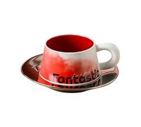 HUMOCHUSON Taza Con Asa Taza De Café Y Platillo De Cerámica Degradado De 280 Ml, Caja De Regalo Adecuada Para Mujeres, Calentamiento En Microondas