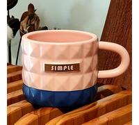 HUMOCHUSON Taza De Cerámica Cónica Con Relieve Dorado De 450 Ml, Ideal Para El Hogar Y La Oficina, Con Asa, Color Rosa