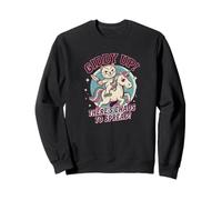 Humor adulto Gato montando un Unicornio Giddy Up Hay Caos Sudadera