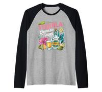 Humor al atardecer con tequila Camiseta Manga Raglan