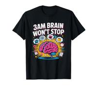 Humor Ansiedad 3am Pensar Demasiado Noche Cerebro Gracioso Camiseta