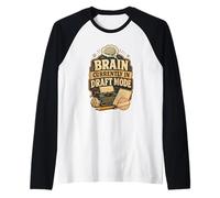 Humor Cerebro Borrador Frase Divertida Retro Camiseta Manga Raglan