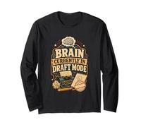 Humor Cerebro Borrador Frase Divertida Retro Manga Larga