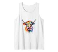 Humor Crazy Bull Farm - Arte Colorido de Acuarela Camiseta sin Mangas
